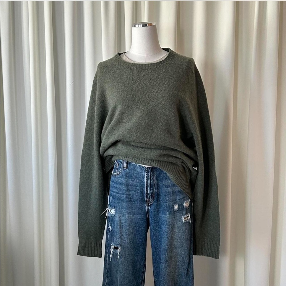 Vintage 90s Lands' End Green Cashmere & Lambswool Sweater XL.